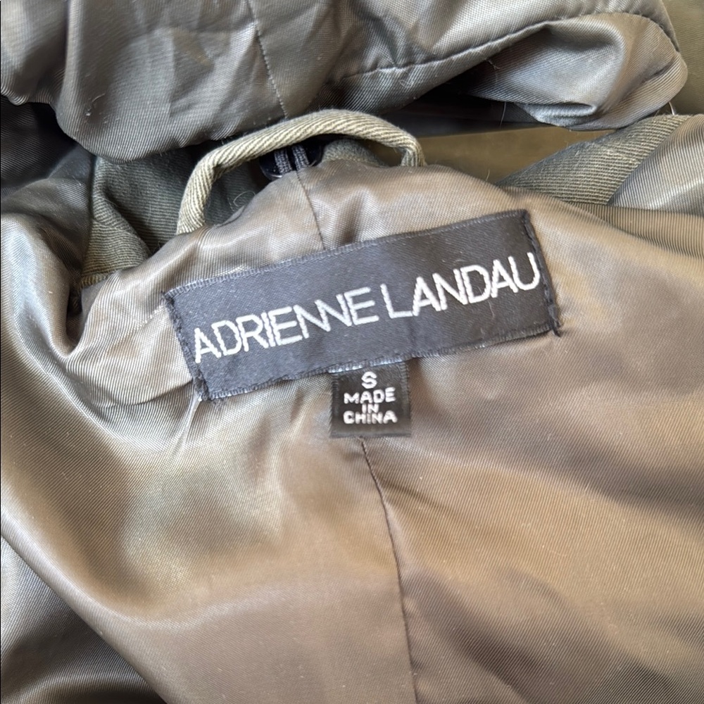 Adrienne Landau Olive Parka with real rabbit Fur Vest and hood lining small - Picture 6 of 7